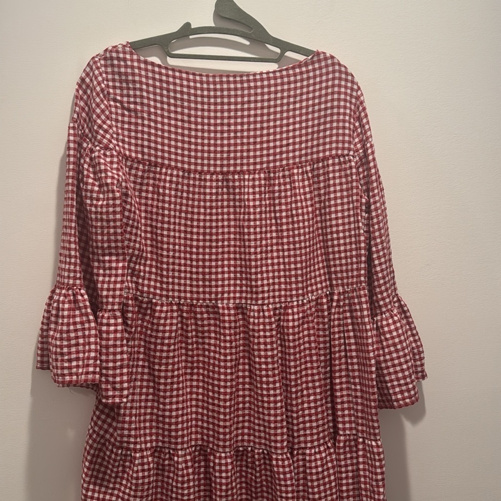 Zara Red Gingham Ruffle Dress XS - Picture 3 of 4
